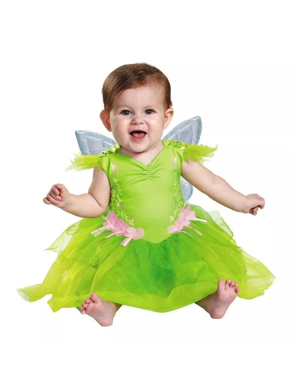 Disney Baby Tinkerbell Costume Wings Fairy Dress Halloween Green Pink 12-18M - Picture 2 of 4